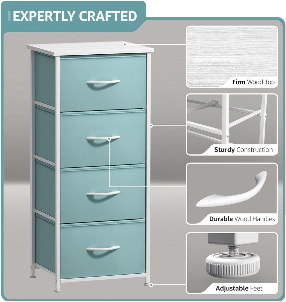 Sorbus dresser storage tower aqua-finish adds refreshing color to a room