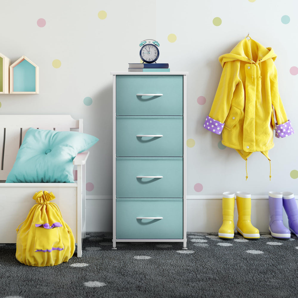 Sorbus dresser storage tower bedroom setup illustrating compact dorm storage