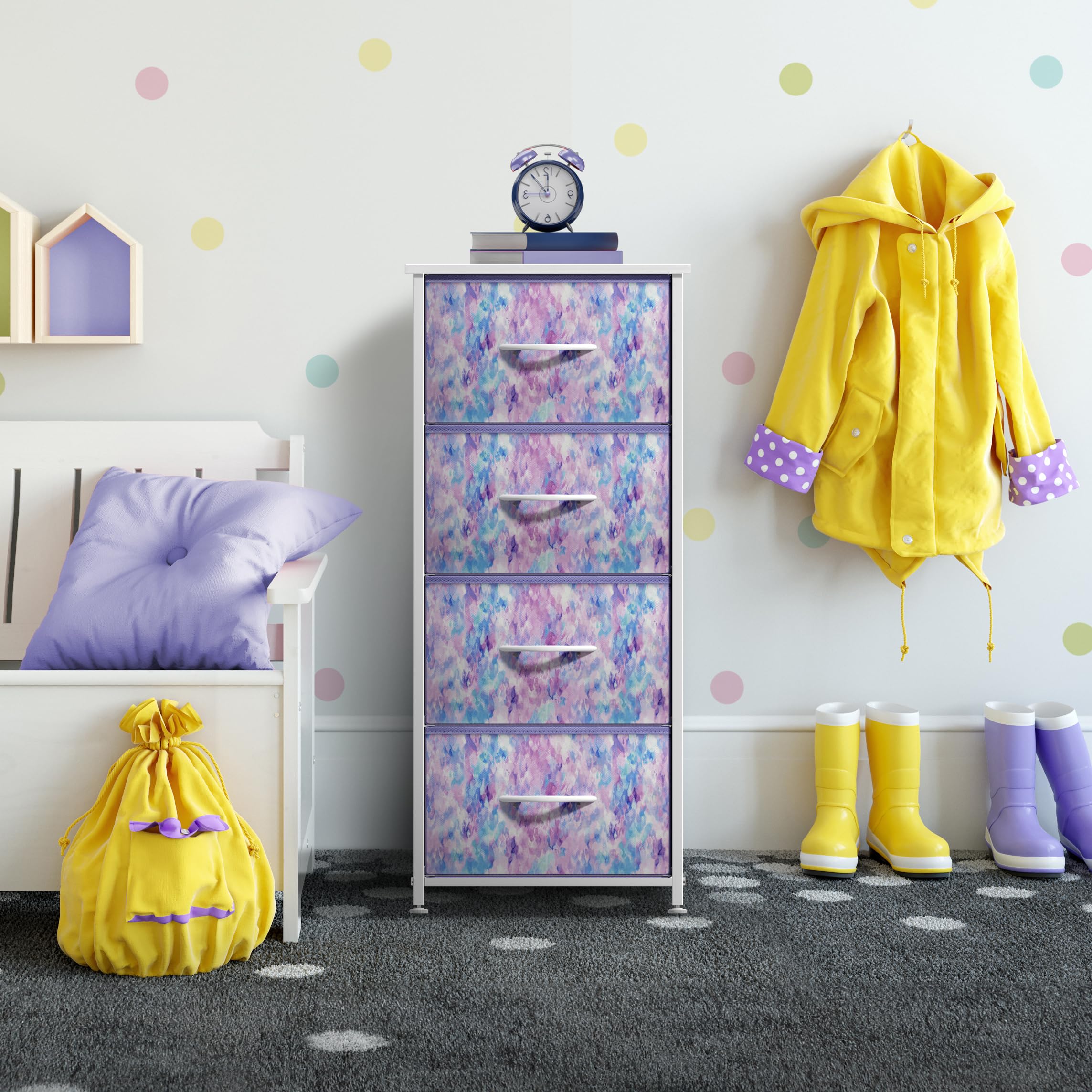 Sorbus storage tower in a small room demonstrating space-saving organization.