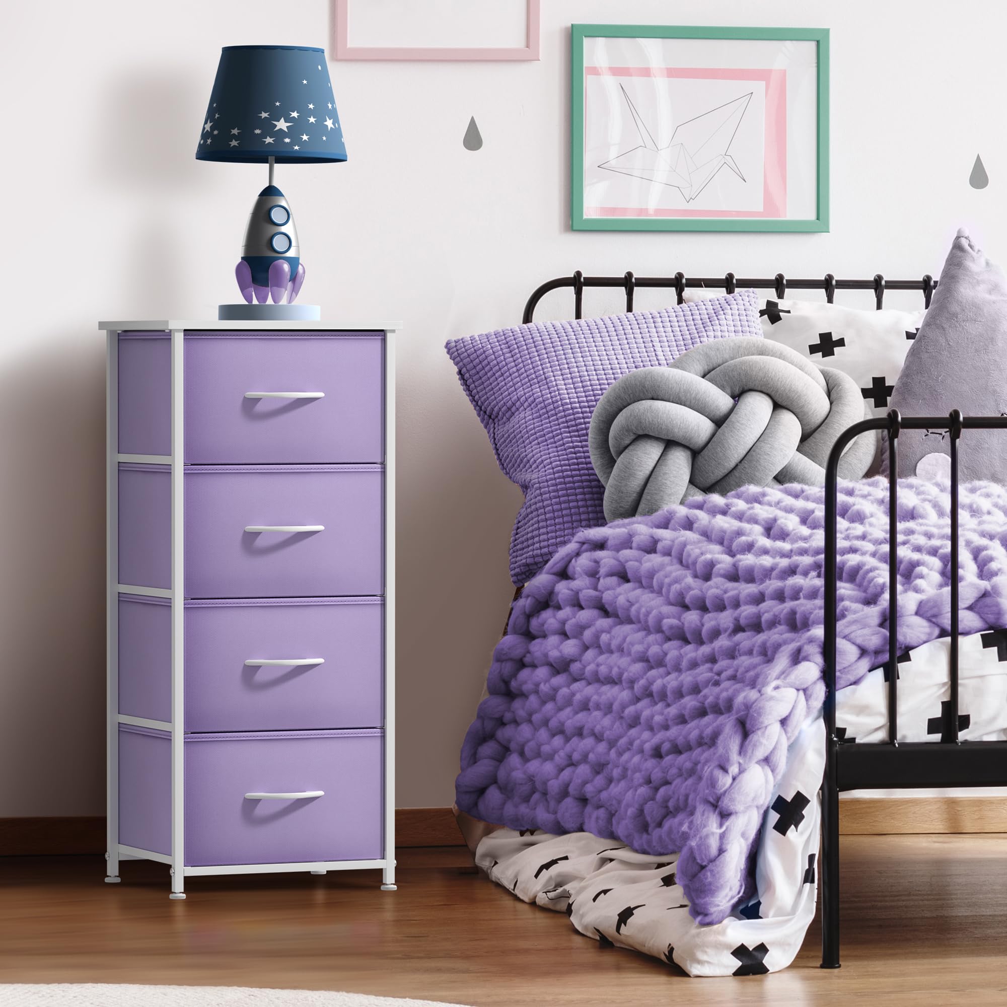 Sorbus dresser storage tower fabric-drawers-open demonstrates easy access to organized clothing.