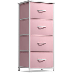 Sorbus Dresser Storage Tower pastel pink wood-top displaying a lamp on the surface