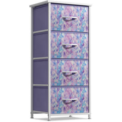 Sorbus dresser storage tower with wood top and tie-dye finish for stylish bedside display.