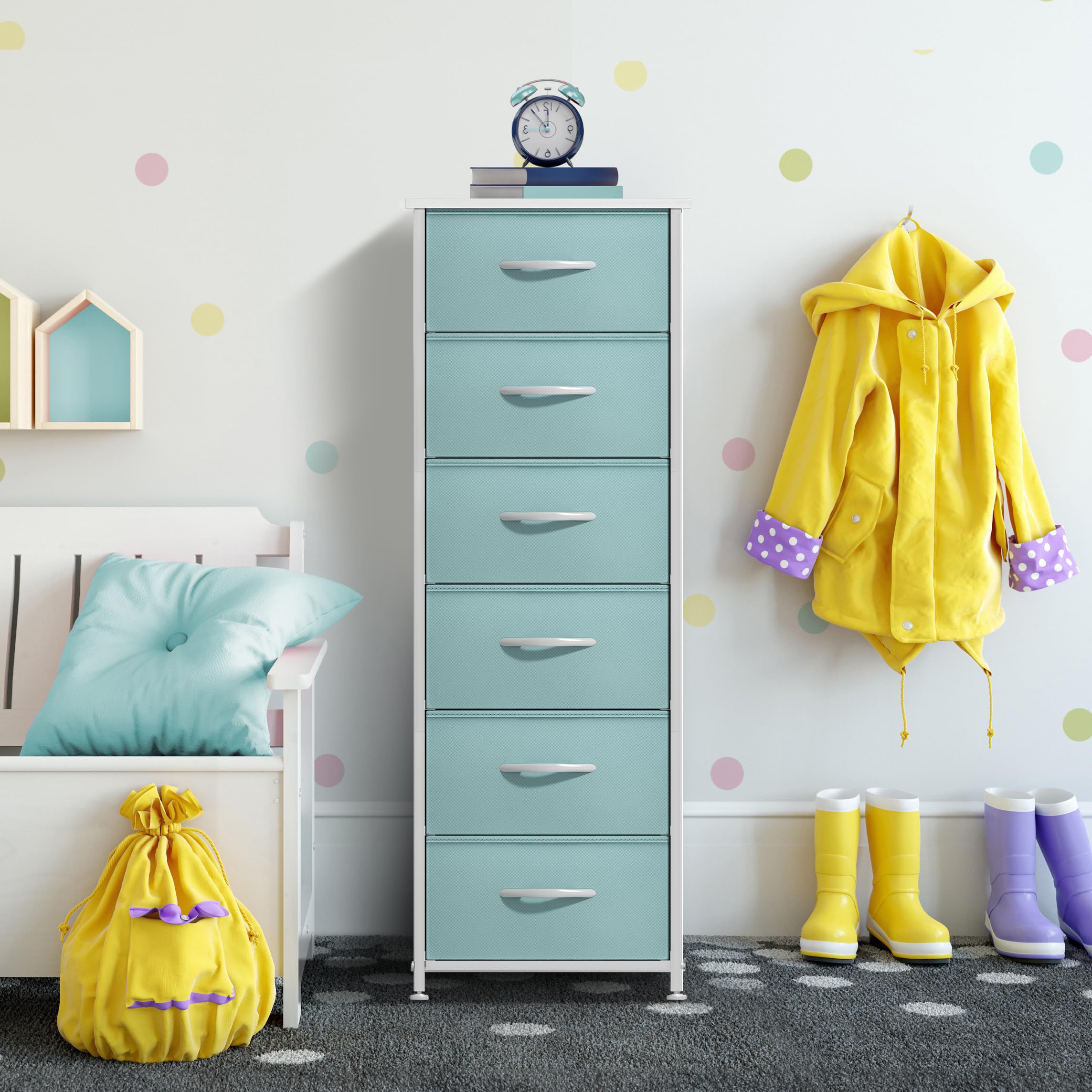 Sorbus fabric dresser aqua drawer-storage organization for toys and clothes