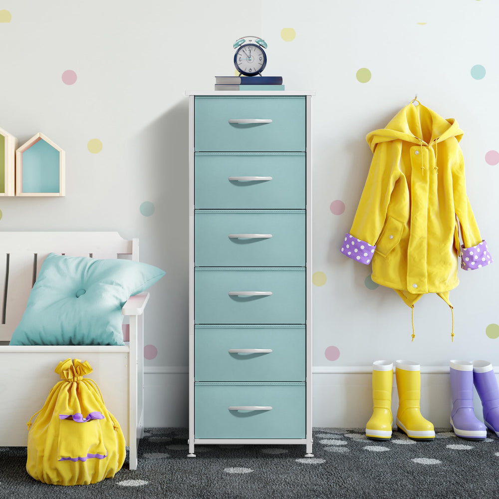 Sorbus fabric dresser aqua drawer-storage organization for toys and clothes