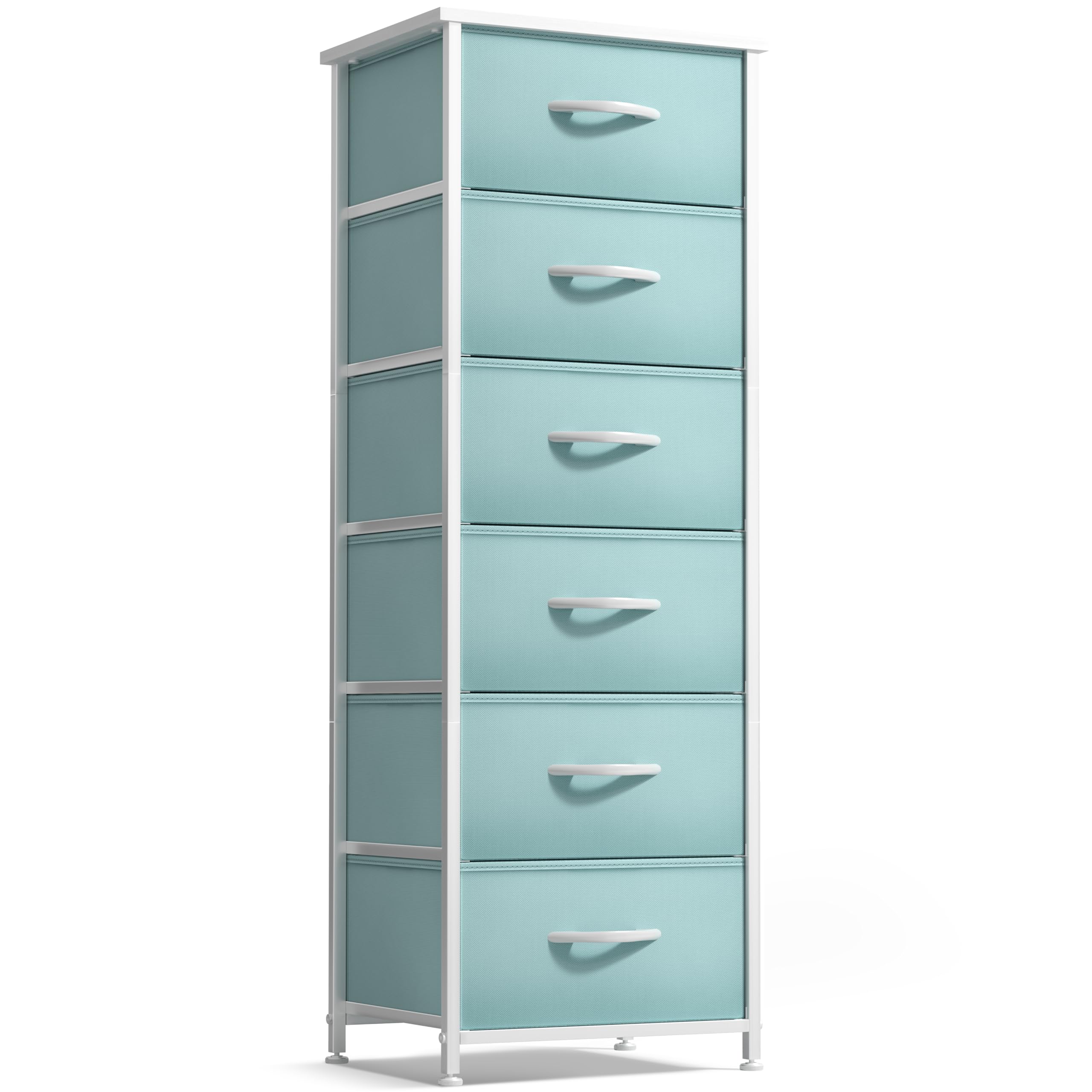 Sorbus fabric dresser aqua open drawer for quick clothing access