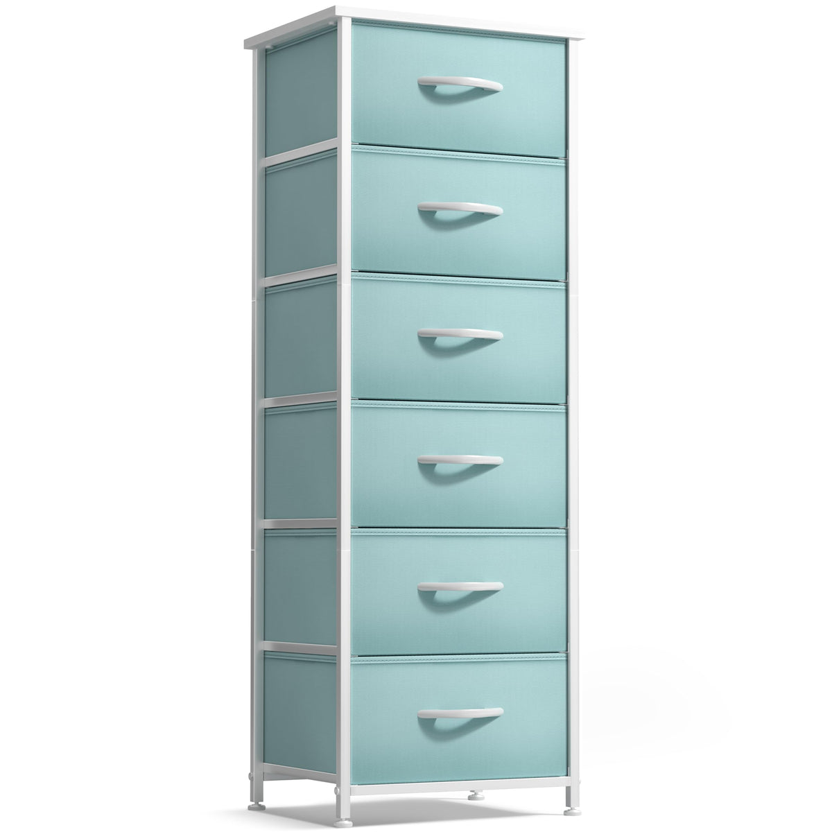 Sorbus fabric dresser aqua open drawer for quick clothing access