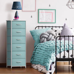 Sorbus fabric dresser aqua wood-top surface for clock and glasses