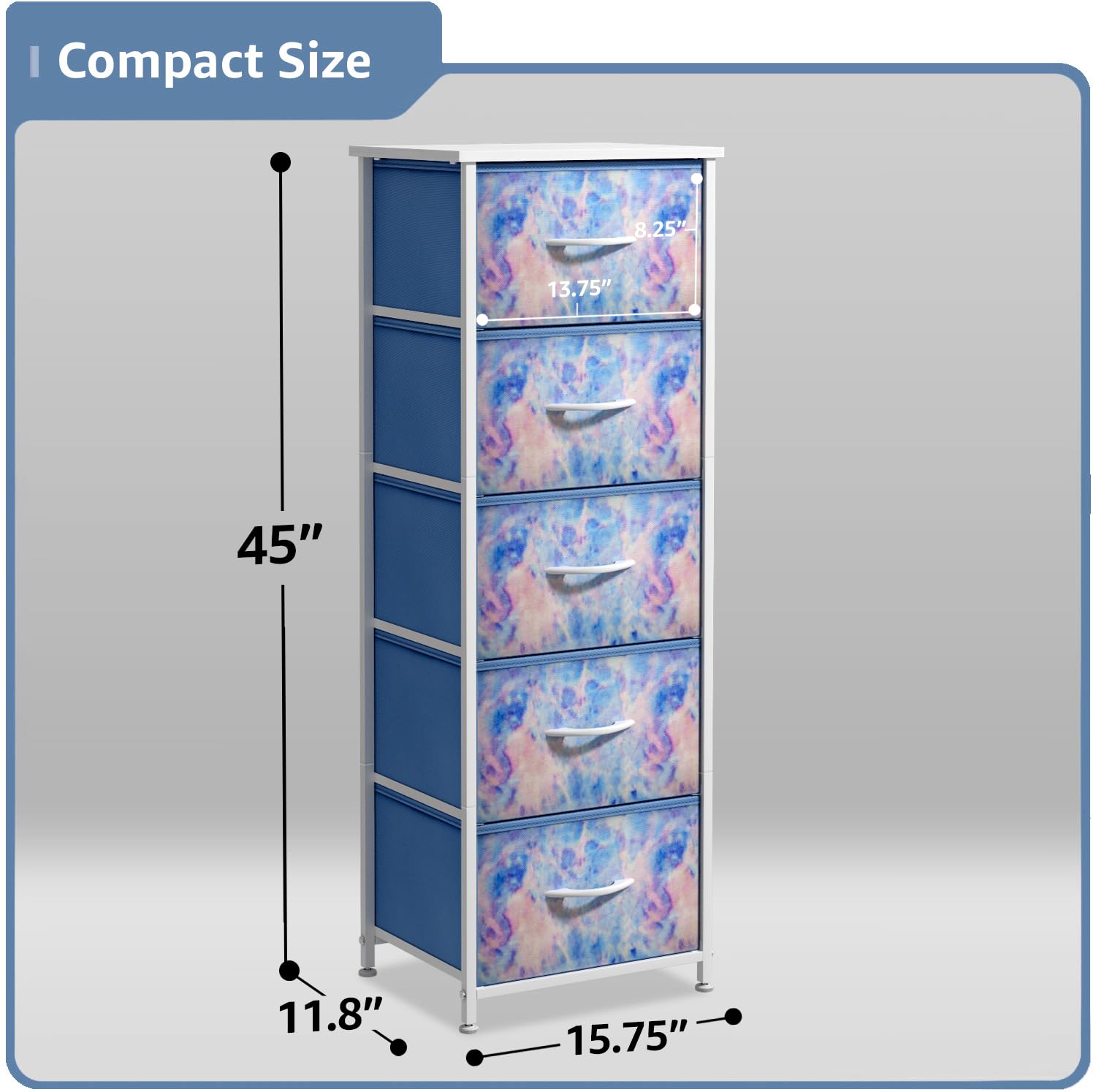 Sorbus fabric dresser soft fabric drawers with easy-pull handles for quiet access.