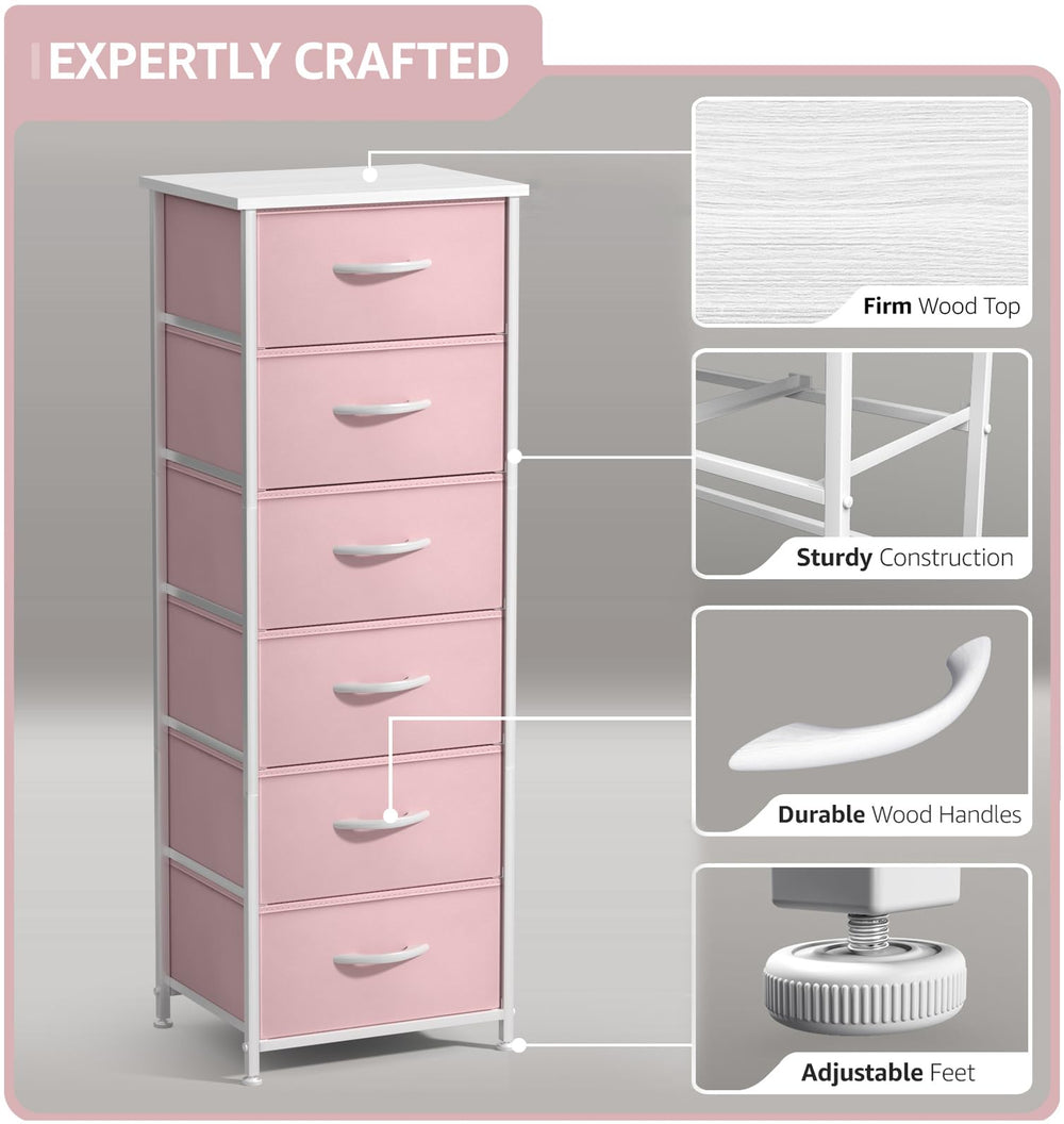 Sorbus Fabric Dresser drawers close-up highlighting spacious storage for bedtime essentials.