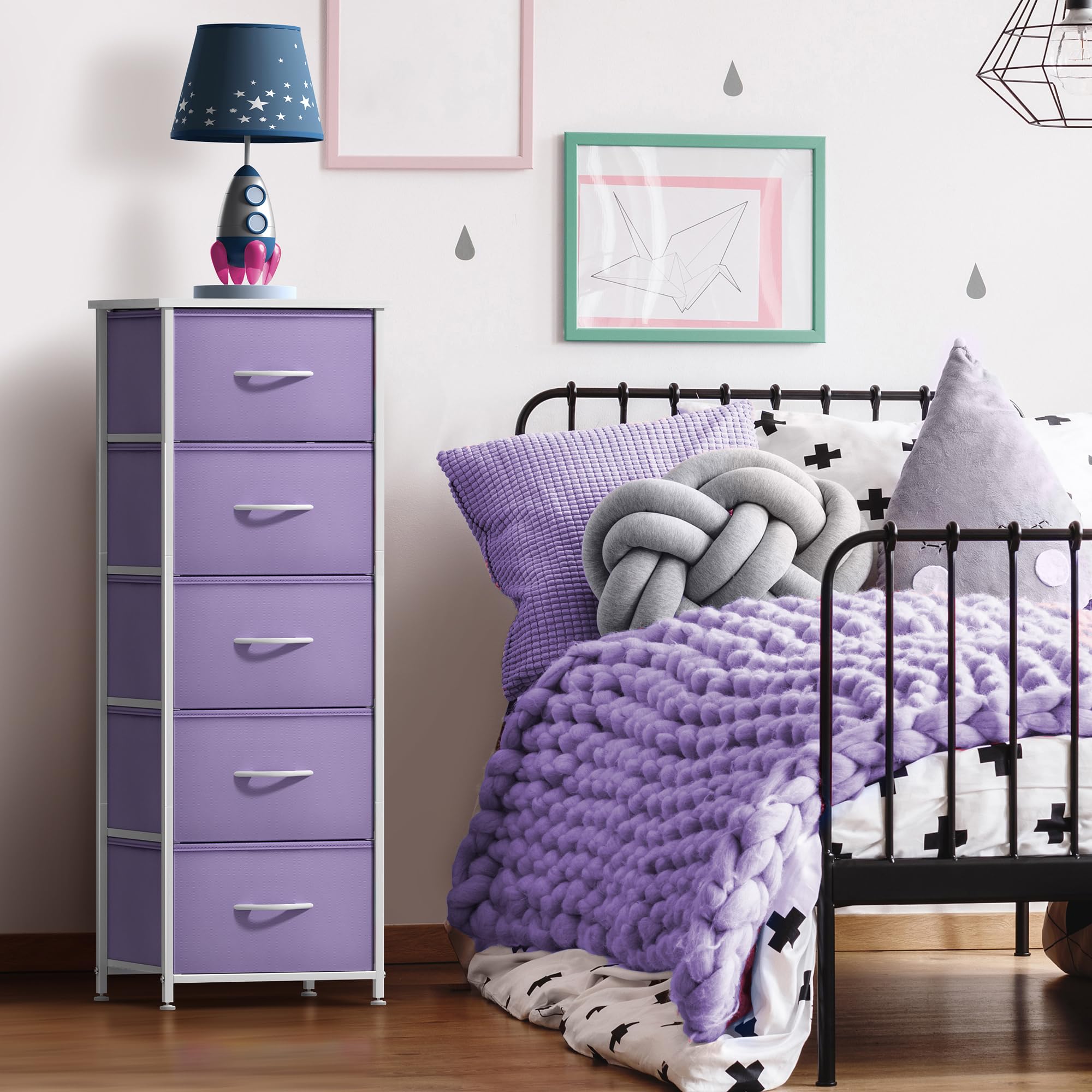 Sorbus fabric dresser five-drawer unit showcasing toy and clothing storage