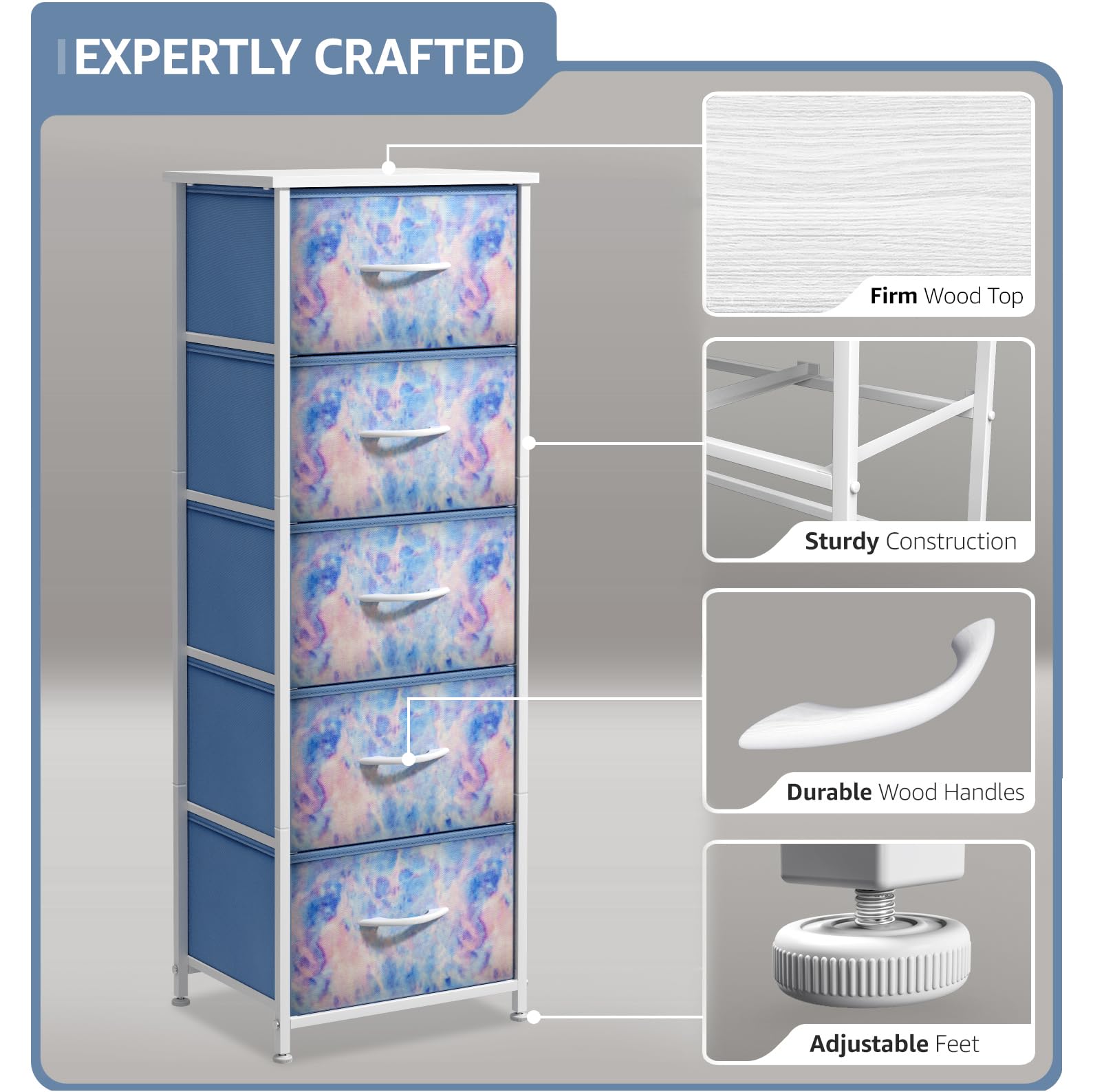 Sorbus fabric dresser foldable drawers enable flexible, moveable storage across rooms.