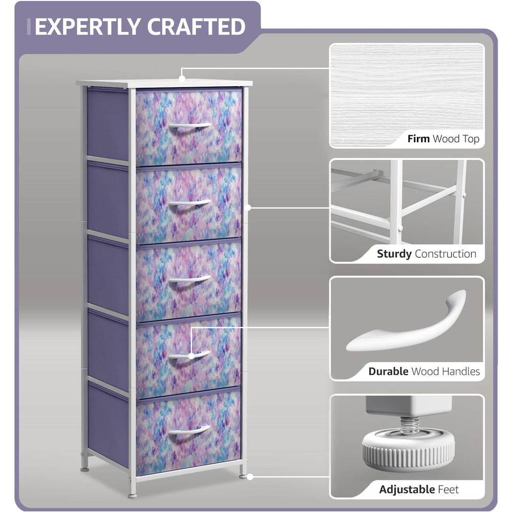 Sorbus fabric dresser folded drawers show portable lightweight design for flexible spaces.