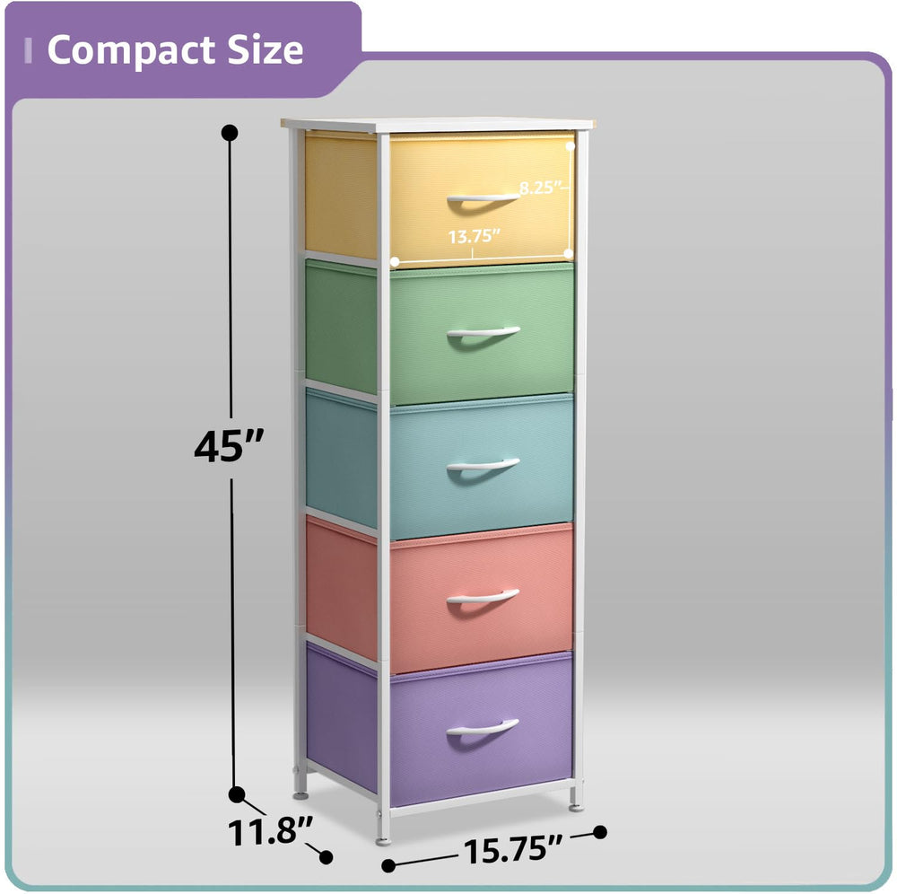 Sorbus fabric dresser pastel foldable drawers for compact, stow-away storage