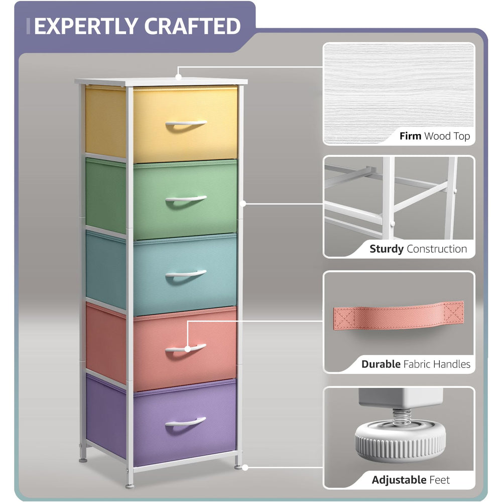 Sorbus fabric dresser pastel steel frame provides sturdy vertical storage