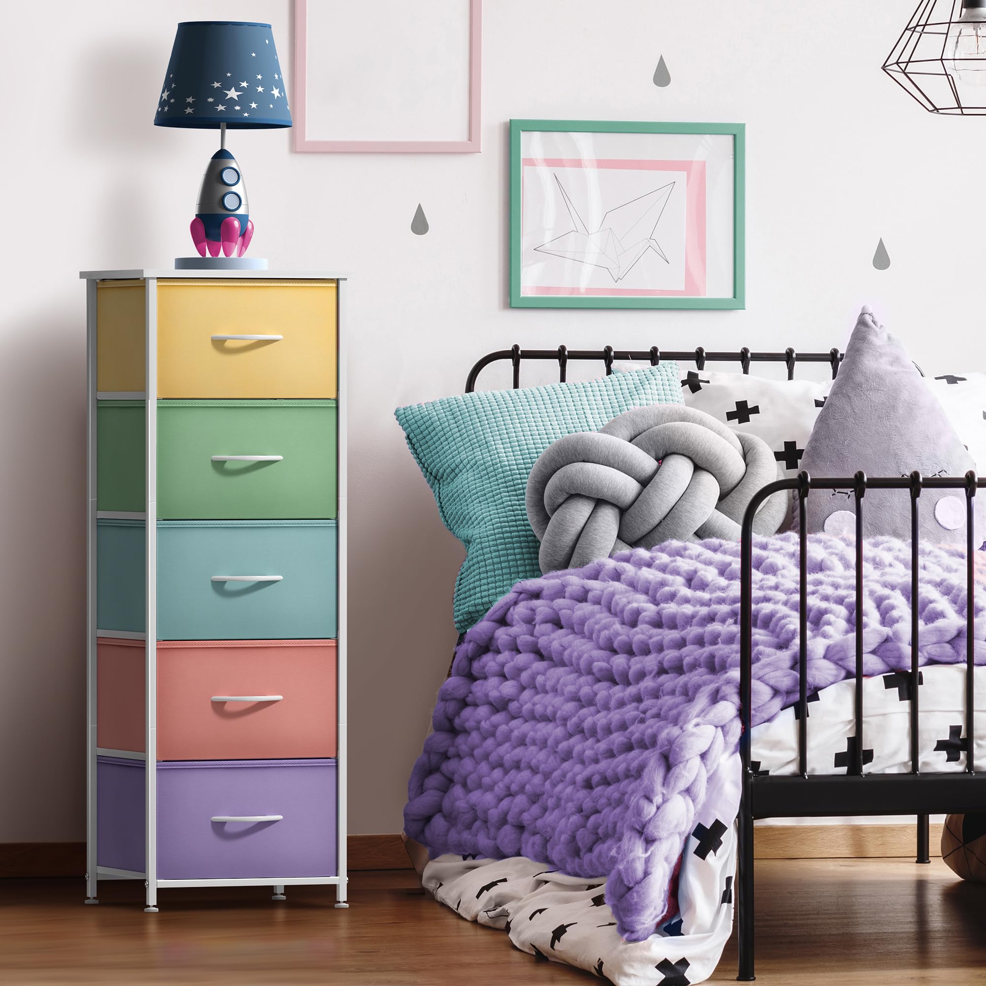 Sorbus fabric dresser pastel wood top ideal for lamps and small essentials