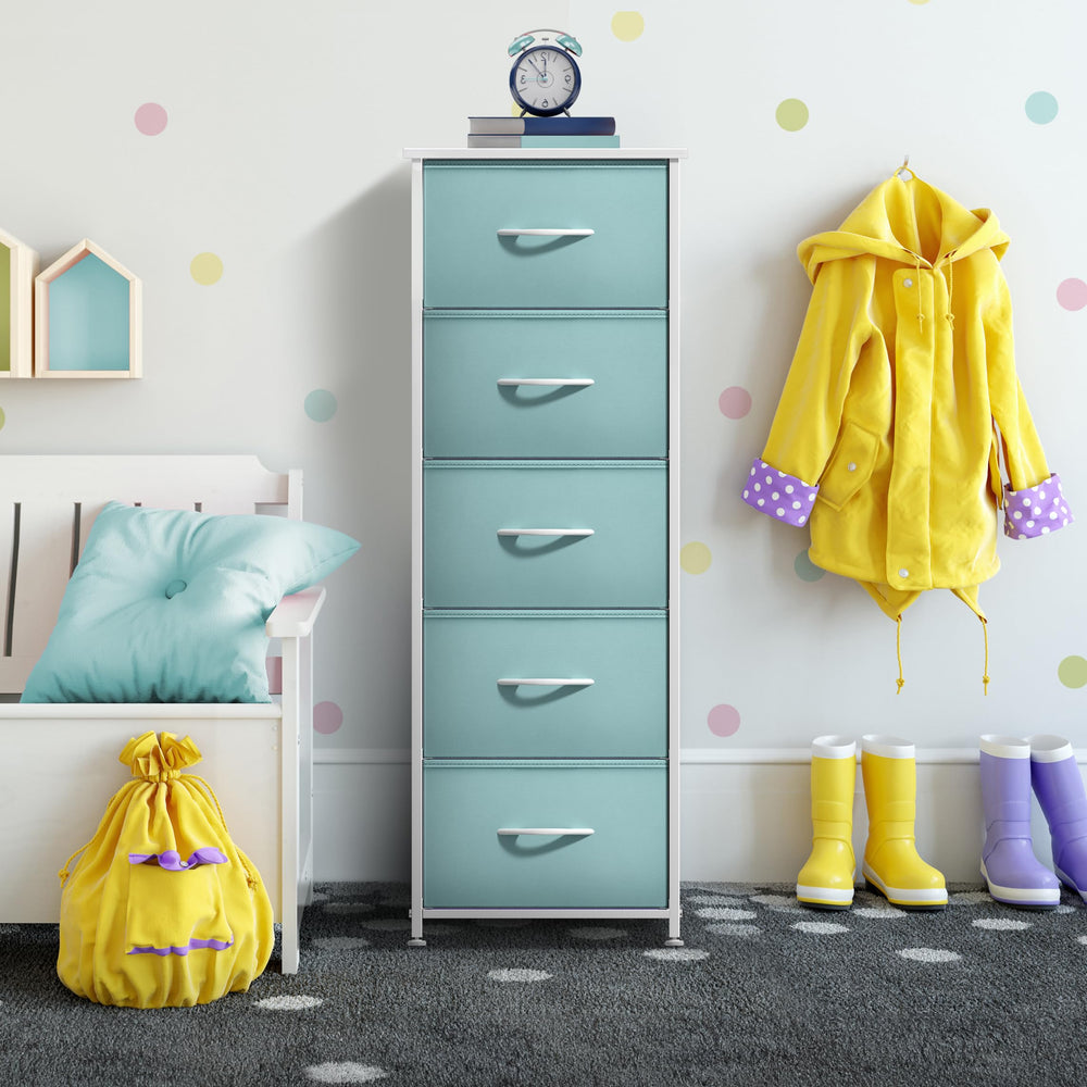 Sorbus fabric dresser in a playroom corner showcasing tidy, accessible storage