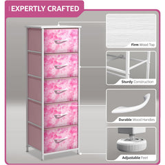 Sorbus fabric dresser steel-frame closeup emphasizes sturdy construction for growing kids' spaces.
