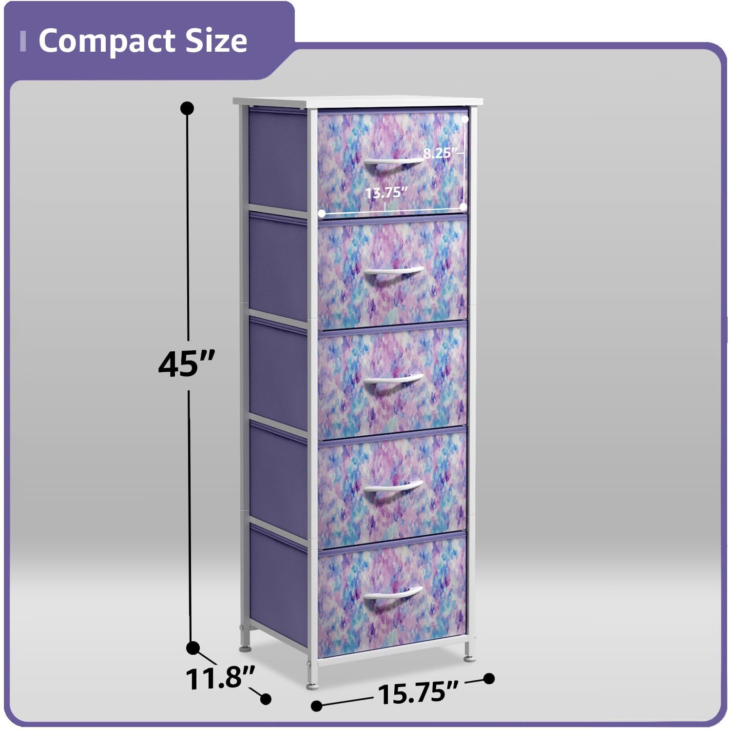 Sorbus fabric dresser tall storage unit in nursery with wood handle for easy access.