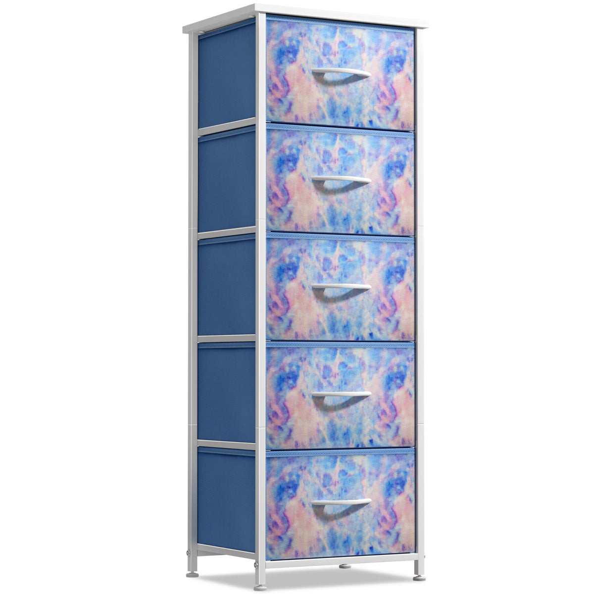 Sorbus fabric dresser tie-dye blue front view ideal for kid-friendly organization.