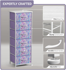 Sorbus fabric dresser tie-dye purple top view featuring a waterproof wooden surface.