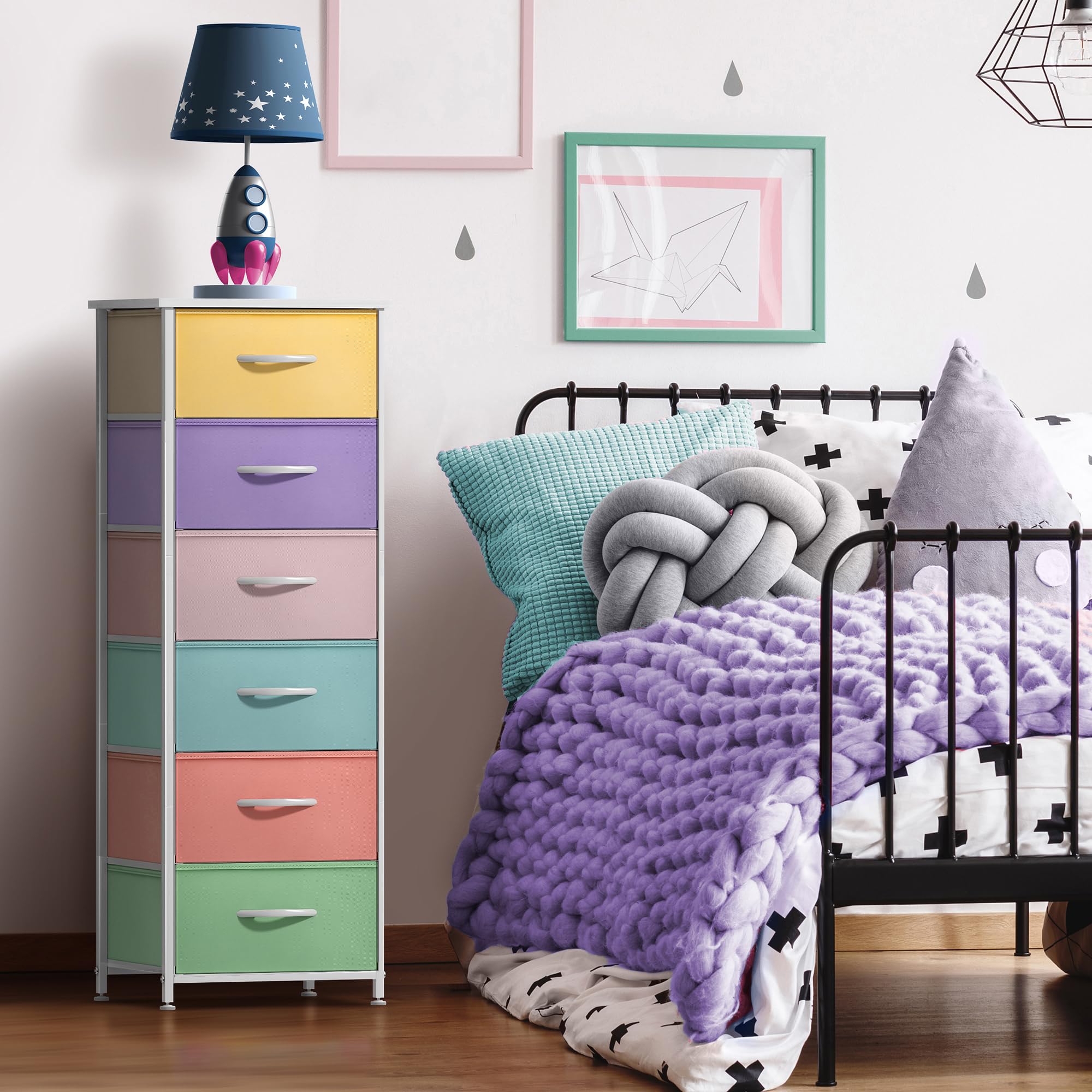 Sorbus Fabric Dresser top view with wooden top for easy cleaning