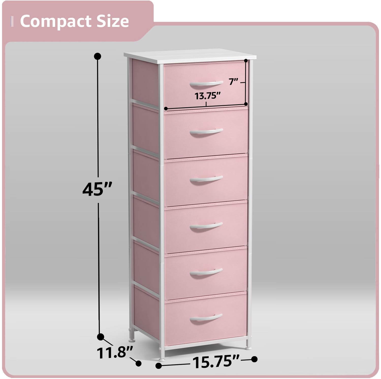 Sorbus Fabric Dresser wood top surface that's waterproof and easy to clean.