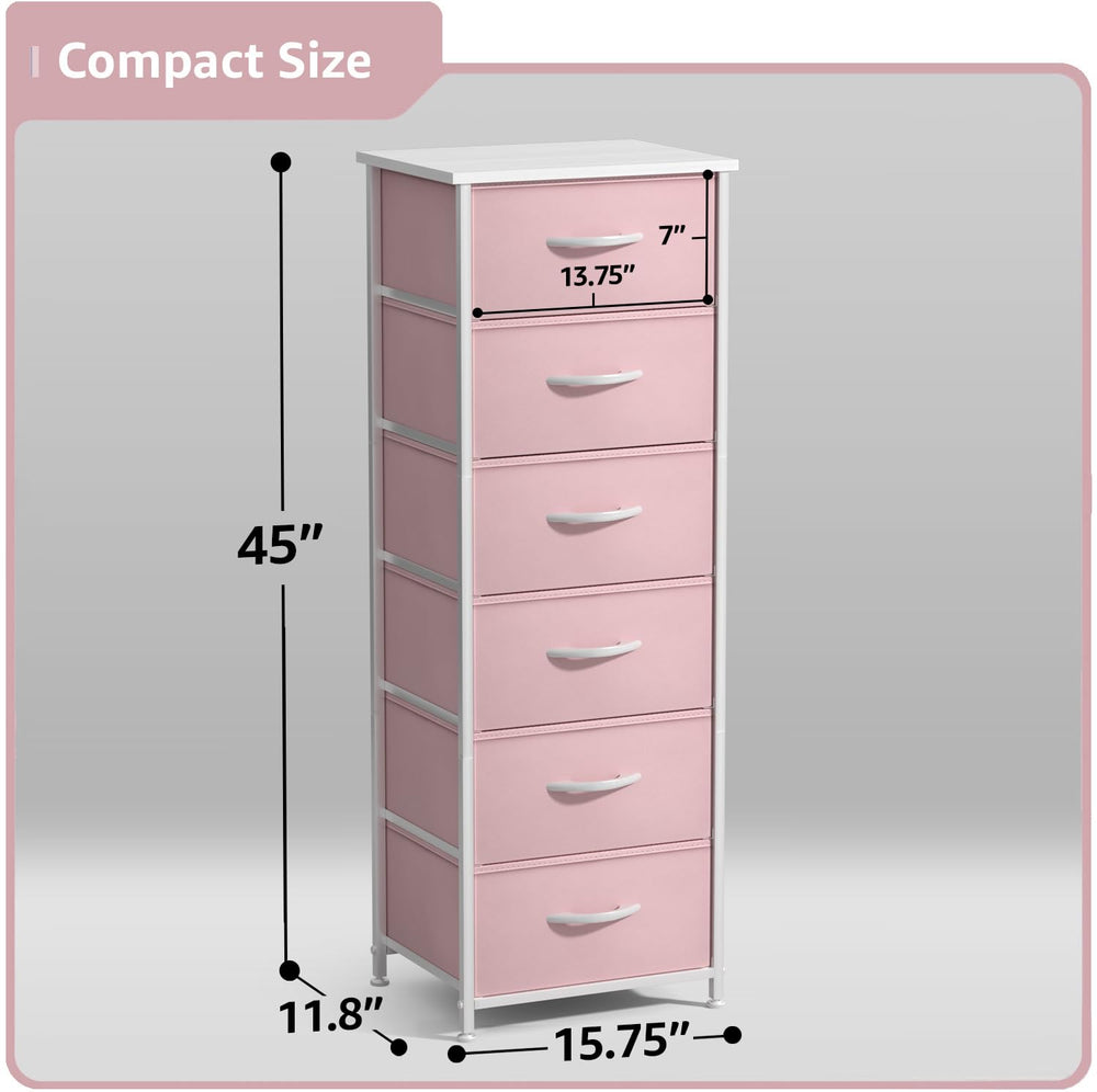Sorbus Fabric Dresser wood top surface that's waterproof and easy to clean.