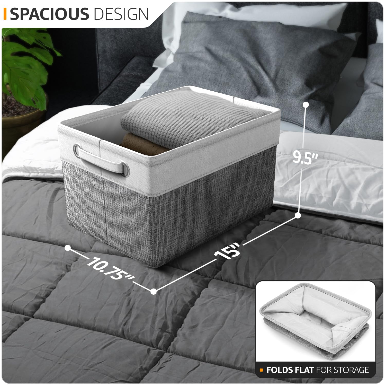 Sorbus fabric storage bins showing collapsible structure for space-saving storage.