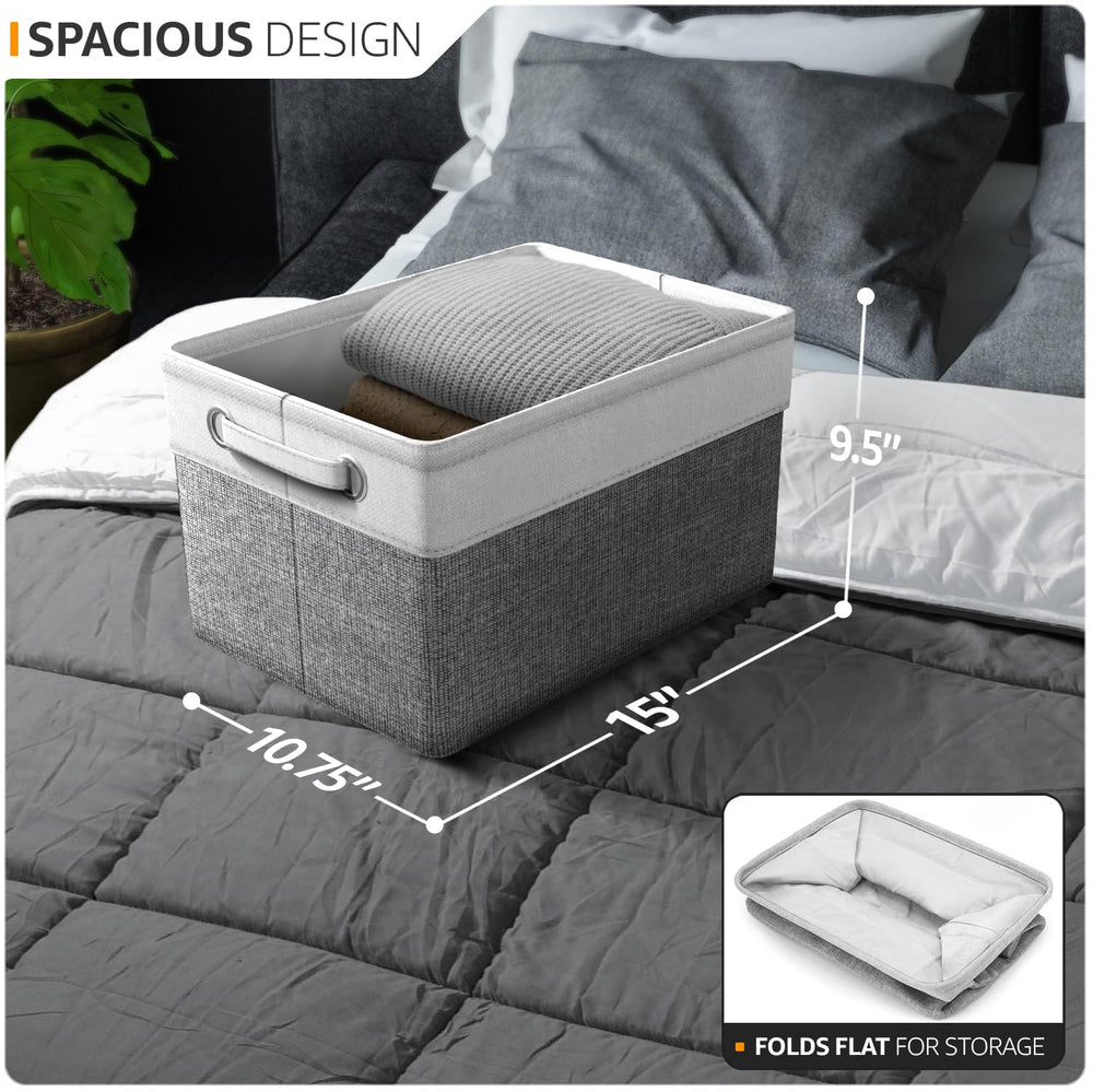 Sorbus fabric storage bins showing collapsible structure for space-saving storage.