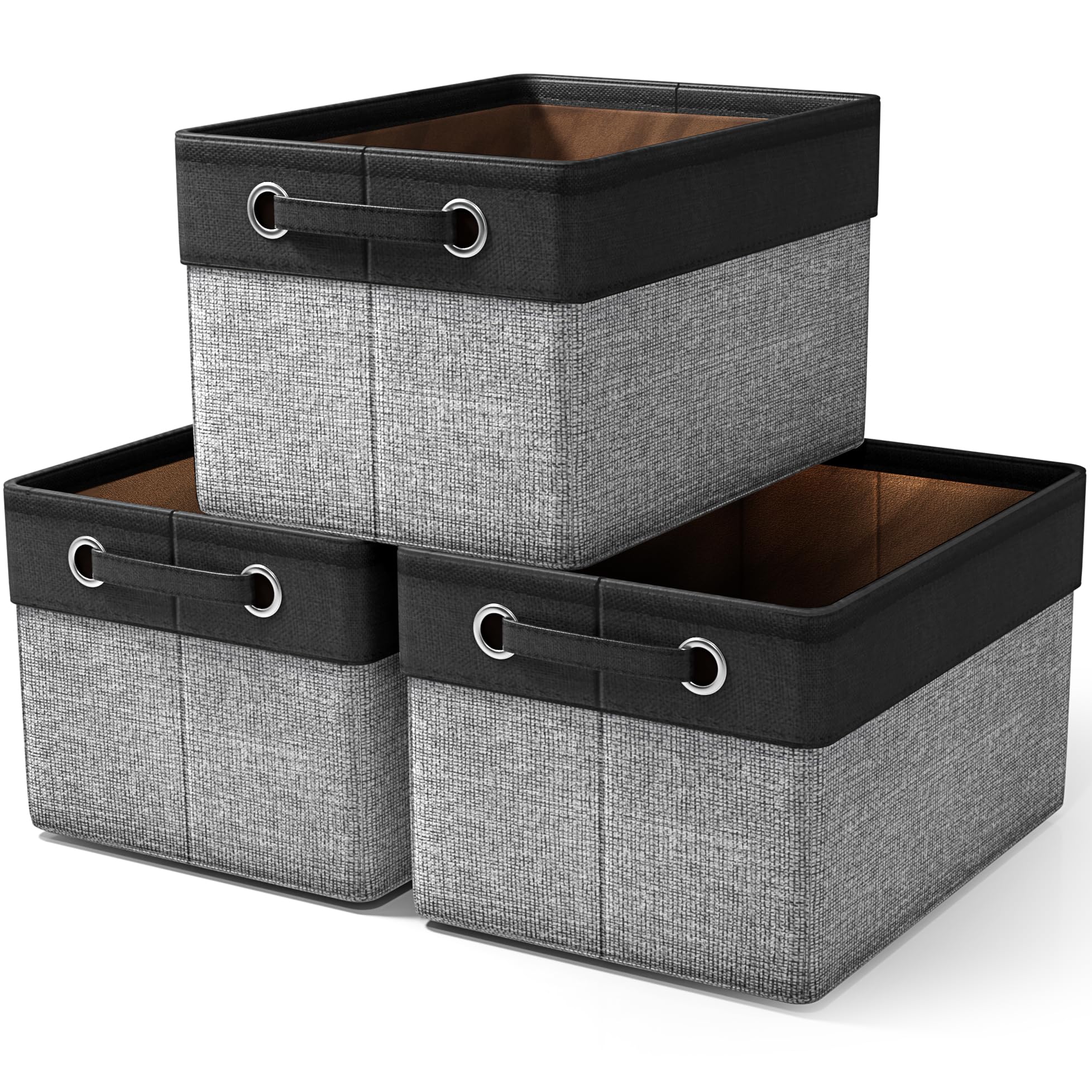Sorbus fabric storage cubes 15-inch front view demonstrate sturdy collapsible design for easy organization