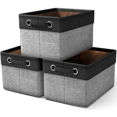 Sorbus fabric storage cubes 15-inch front view demonstrate sturdy collapsible design for easy organization