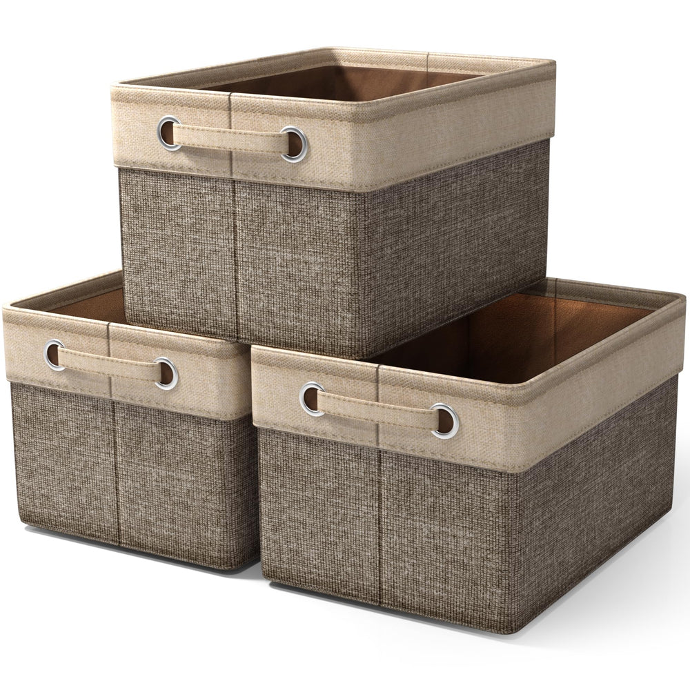 Sorbus fabric storage cubes 15in collapsed for space-saving shelf organization.