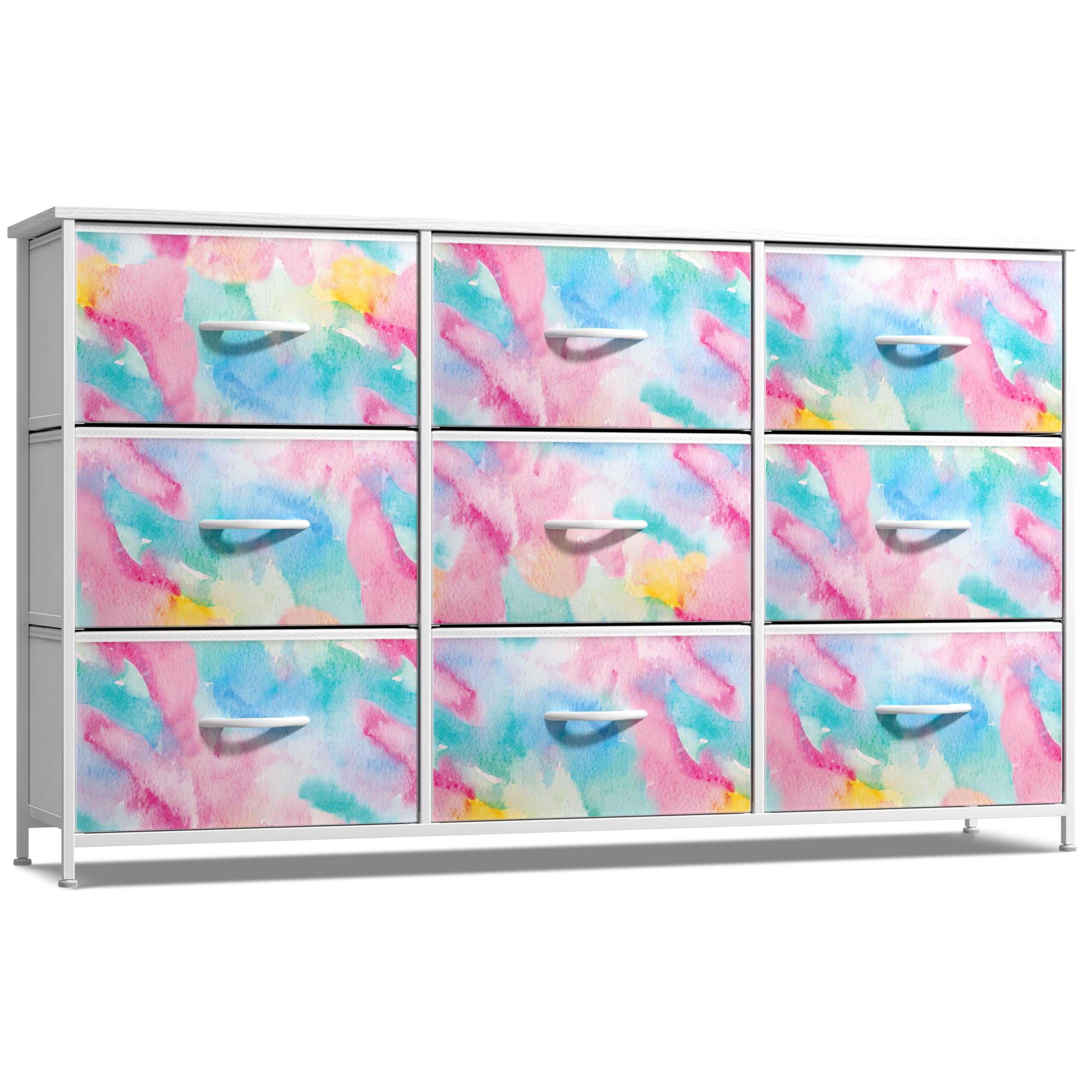 Sorbus Kids Dresser 9-drawer top view shows organized clothing storage.