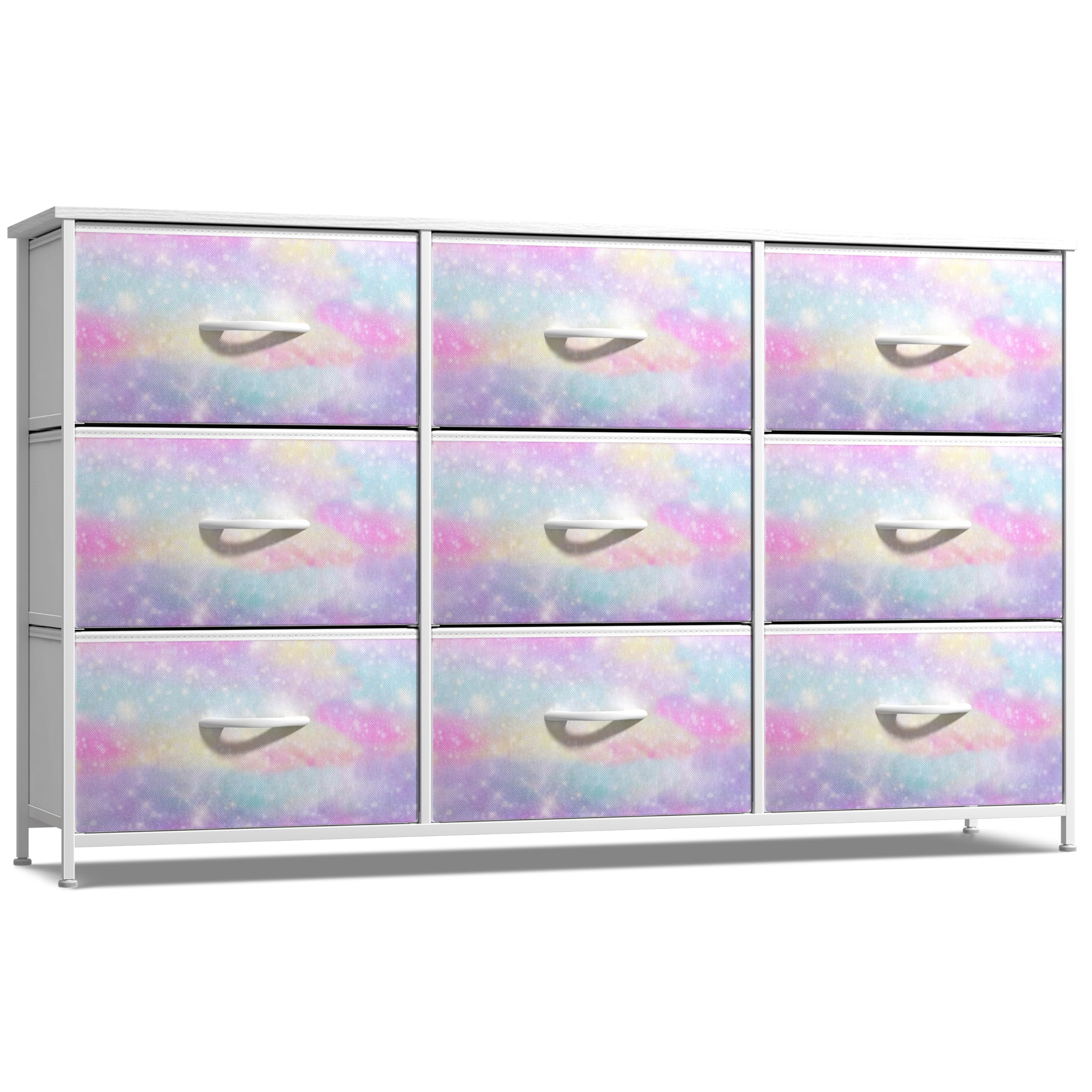 Sorbus Kids Dresser 9-drawer unit with wood top for organized clothing.