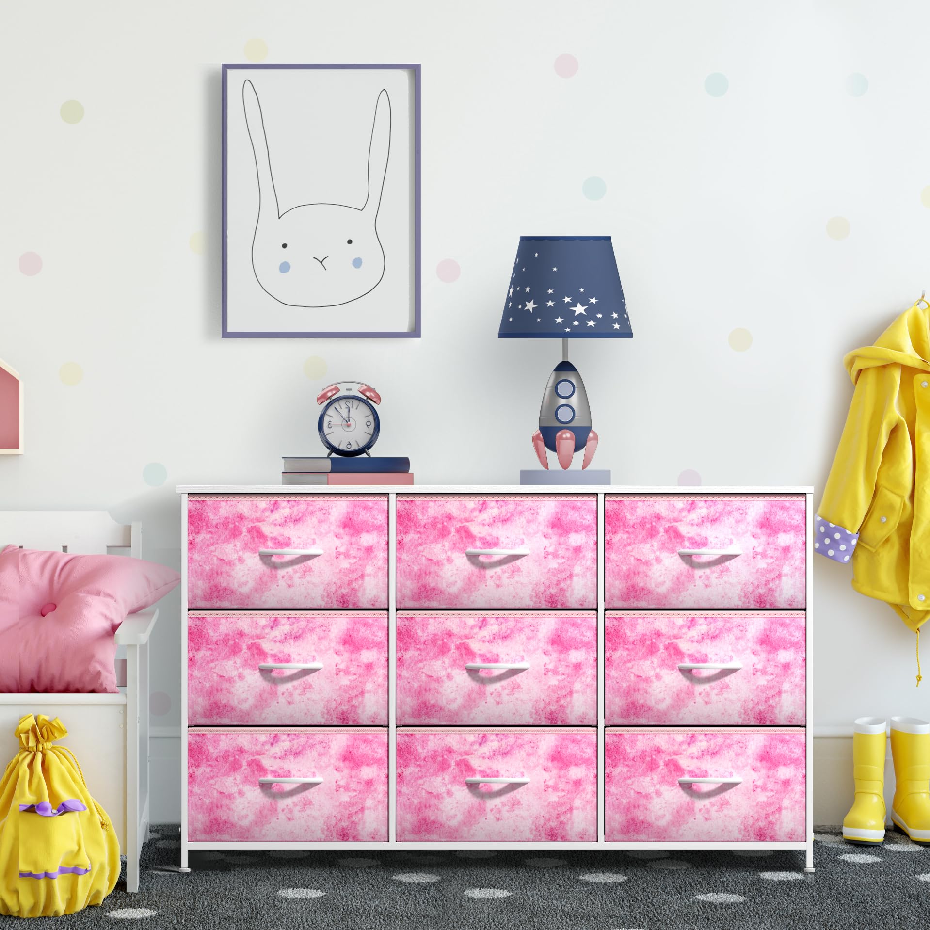 Sorbus Kids Dresser in a bedroom setup illustrating style and storage.