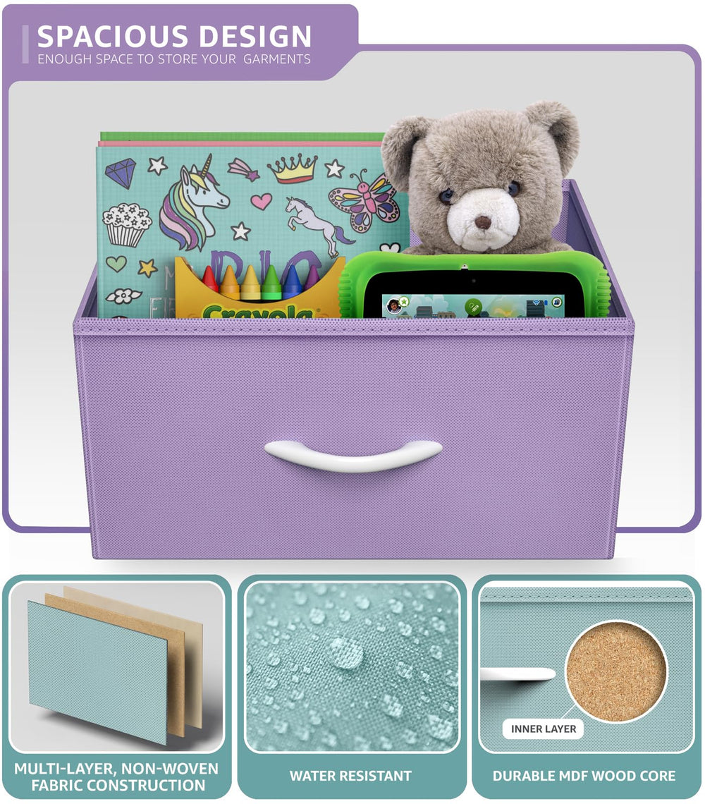 Sorbus Kids Dresser wood top displays books and decor.