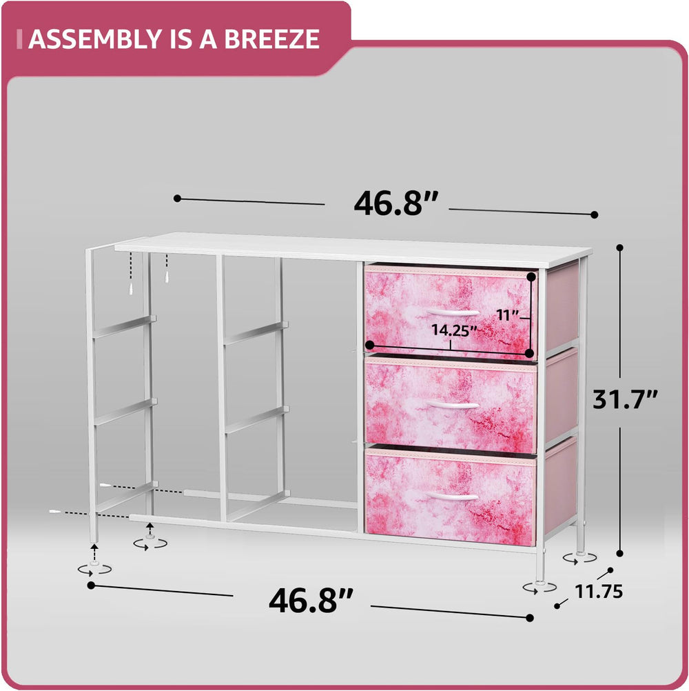 Sorbus Kids Dresser drawer open showcasing fabric storage capacity.