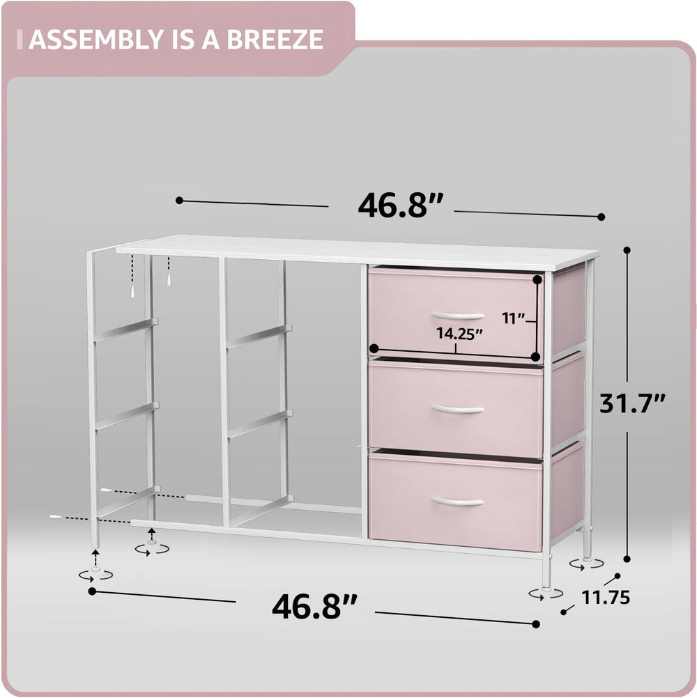 Sorbus dresser foldable fabric drawers closeup highlighting flat storage and portability