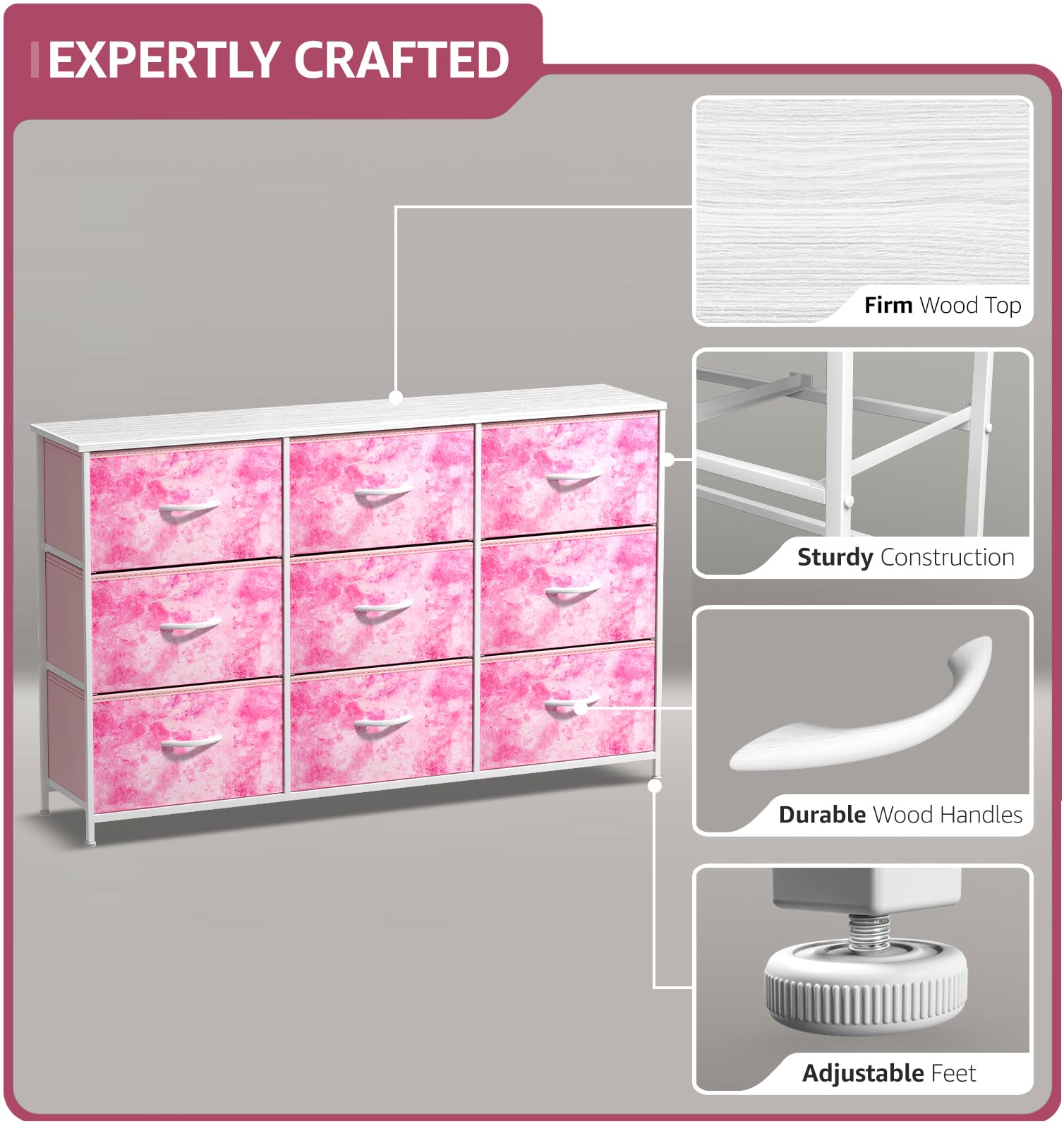 Sorbus Kids Dresser foldable drawers for flexible, flat storage.