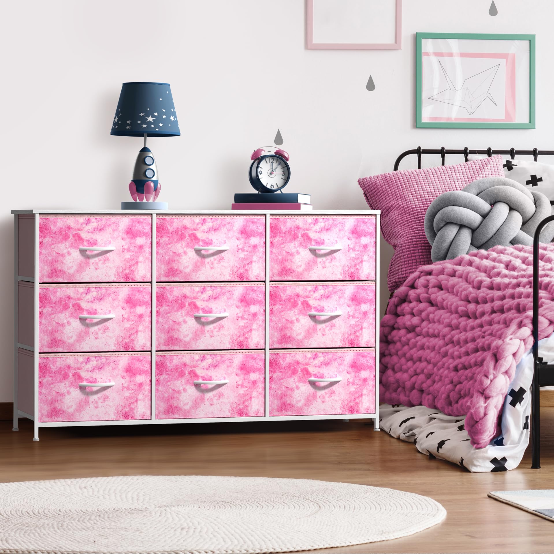 Sorbus Kids Dresser side view showing overall structure and storage.