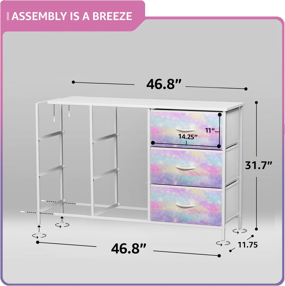 Sorbus Kids Dresser soft-fabric drawers for easy access to toys and clothes.