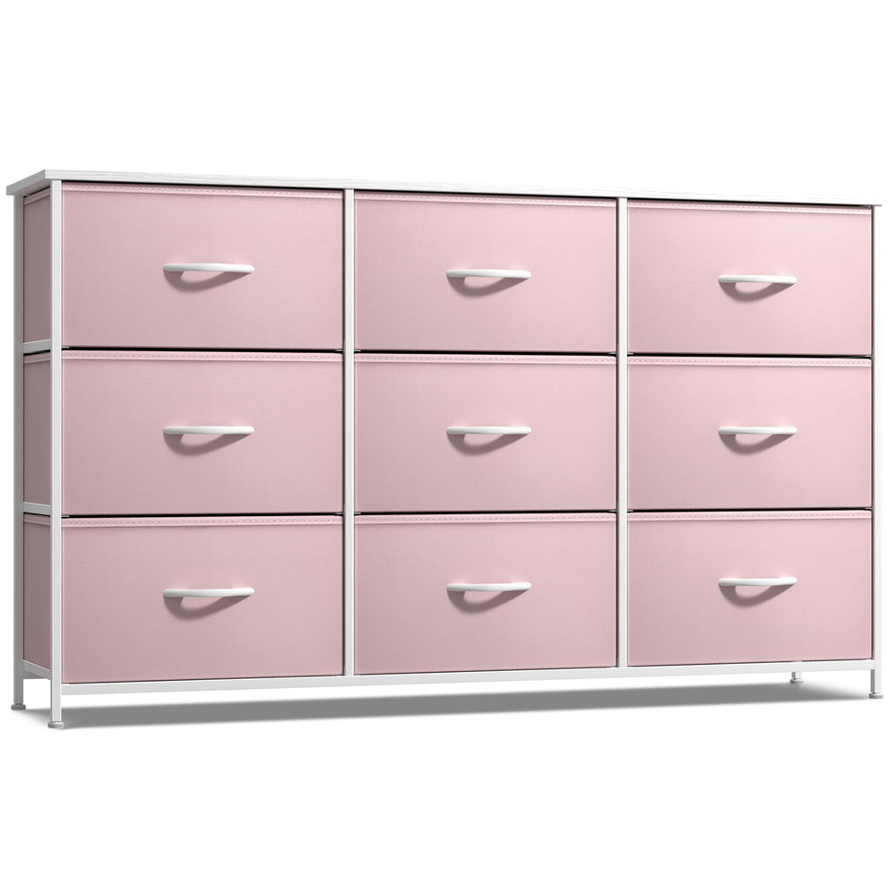Sorbus Kids Dresser with wood top displaying books and decor for an organized bedside setup