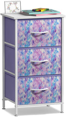 Sorbus nightstand 3-drawer tie-dye design offers compact bedside storage.