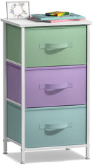 Sorbus nightstand 3-drawers pastel white with wood top provides stylish bedroom storage and display space.