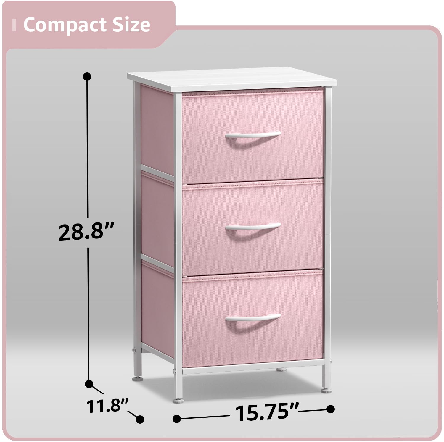 Sorbus nightstand display surface ideal for lamps and clocks.