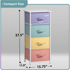 Sorbus nightstand fabric drawers show reinforced base and soft, quiet operation.