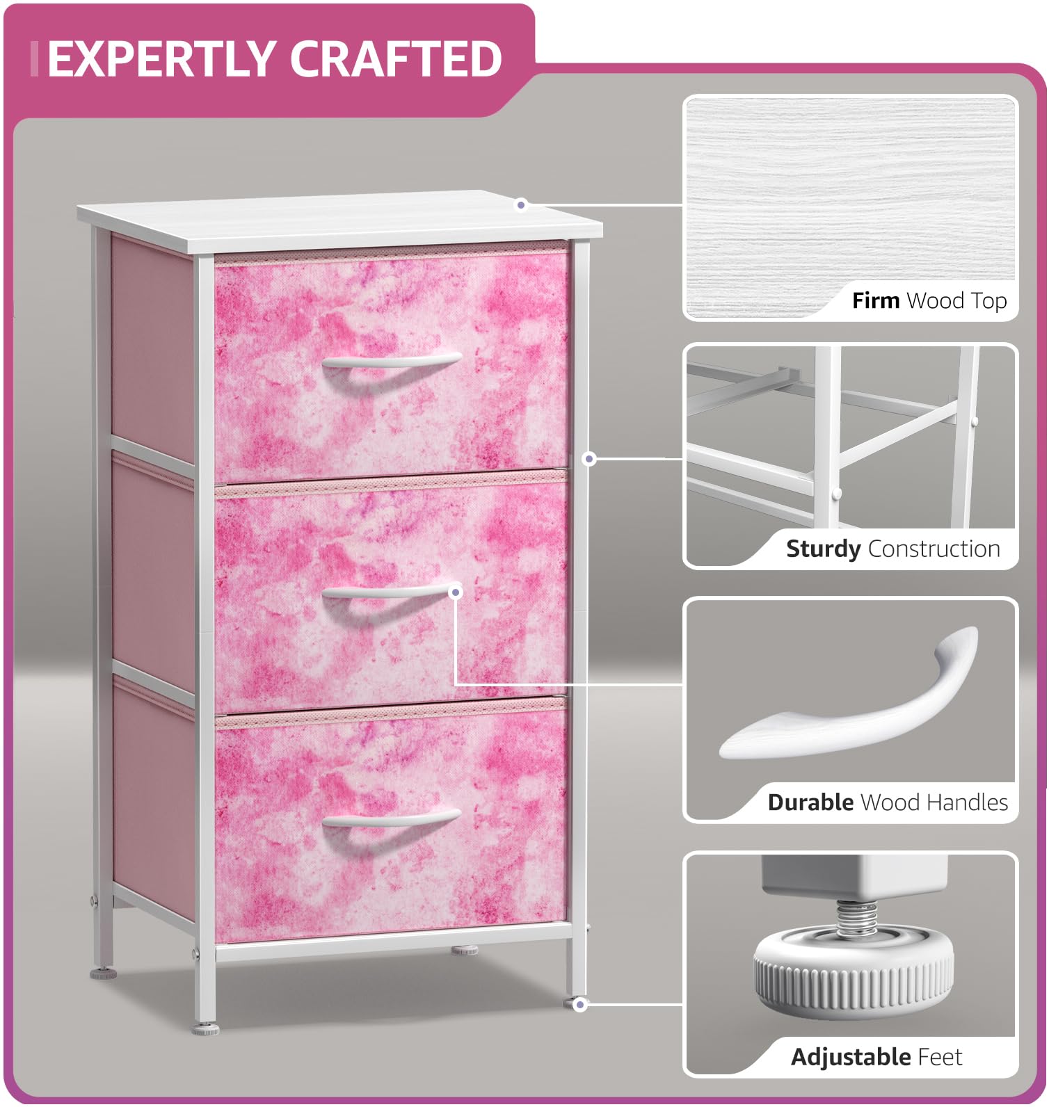 Sorbus nightstand foldable drawers lie flat for compact storage when not in use