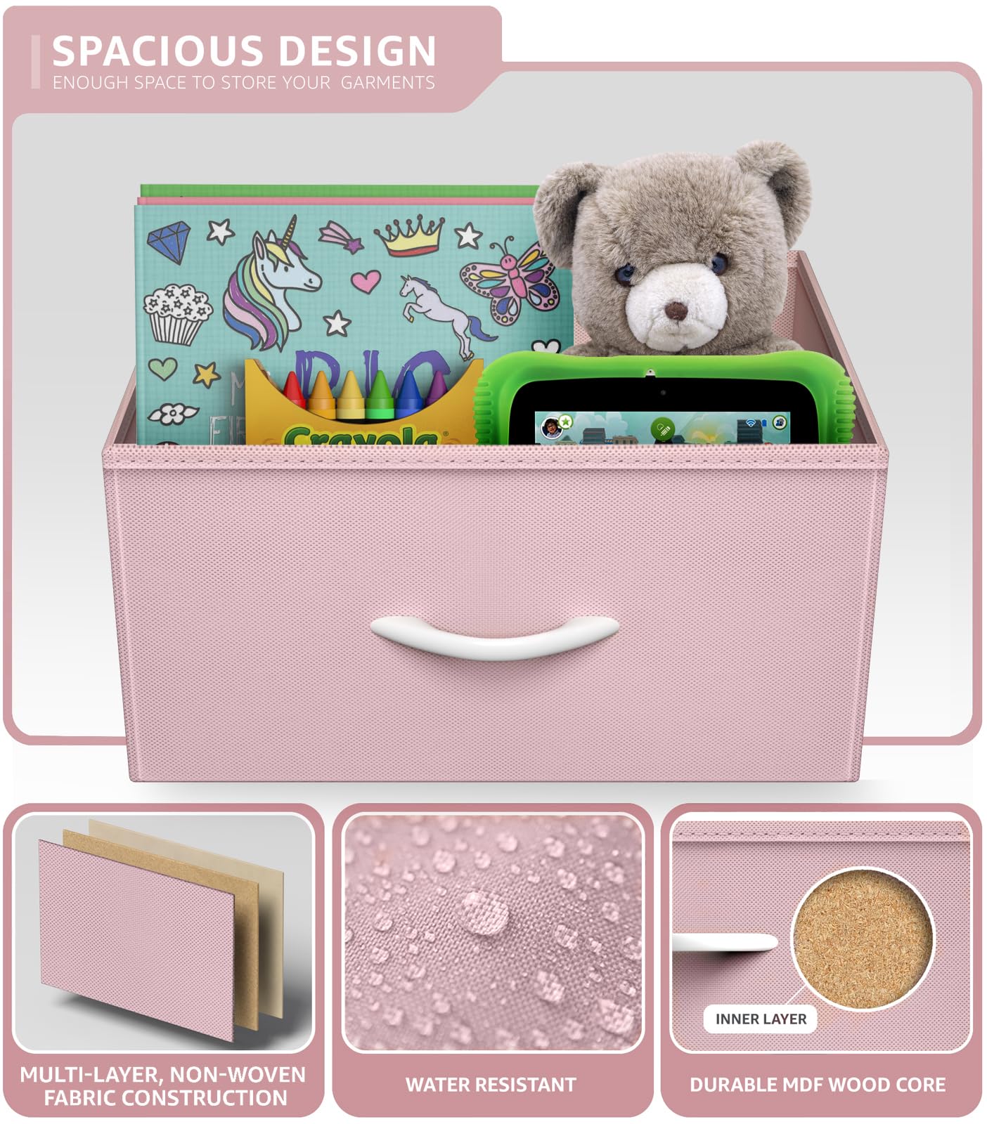 Sorbus nightstand removable fabric drawers simplify quick storage.