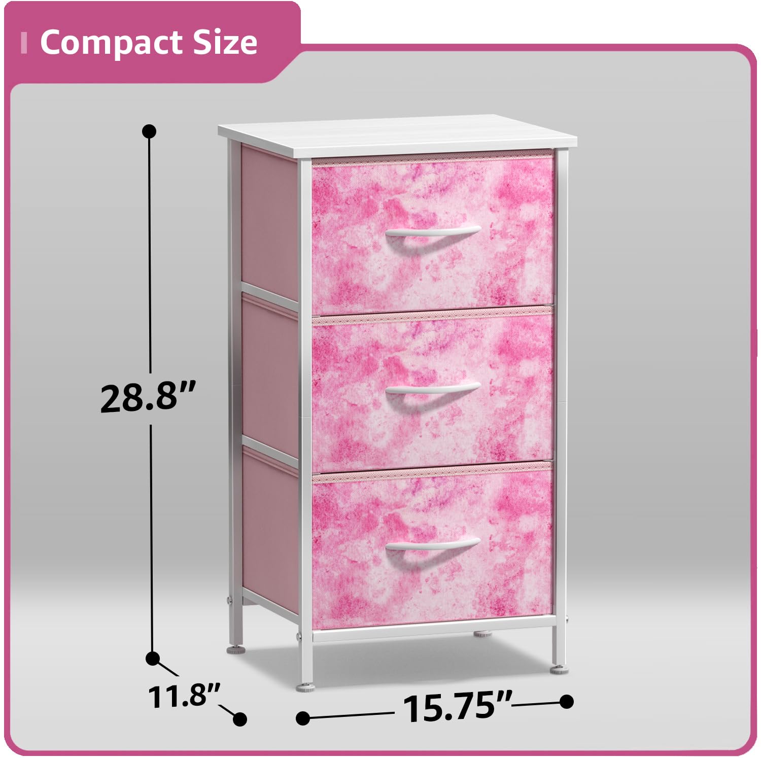 Sorbus nightstand fabric drawer open shows soft, removable storage for toys or cosmetics