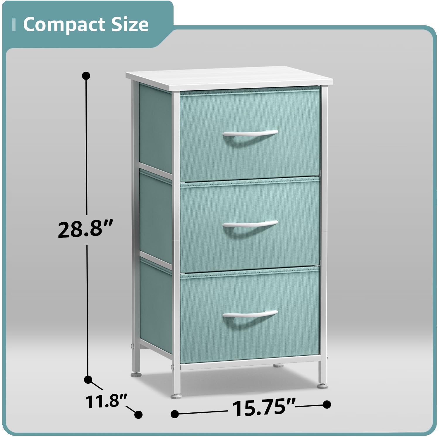 Sorbus nightstand steel frame in aqua, providing sturdy bedside support.